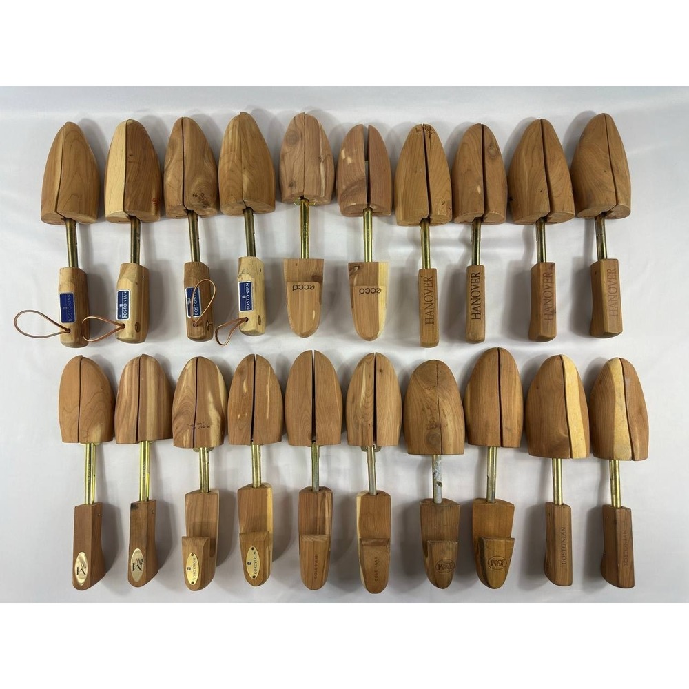 Lot of 10 Pairs Men's Wood Shoe Trees Size M-L Bostonian Cole Haan ECCO Hanover